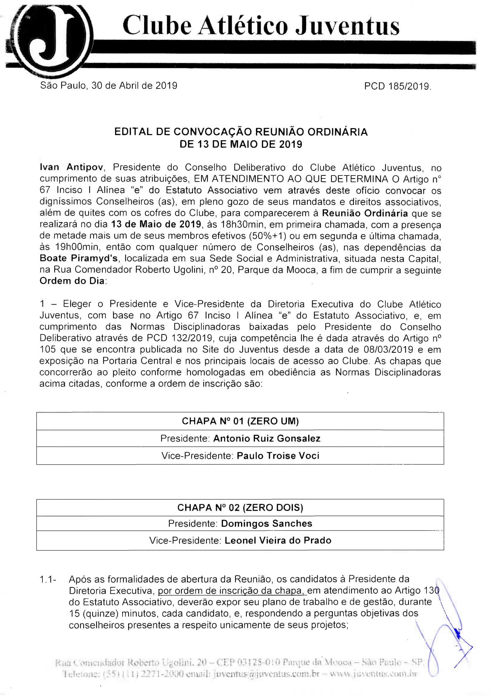 EDITAL DE CONVOCAÇÃO – REUNIÃO ORDINÁRIA 13-05-19084-1