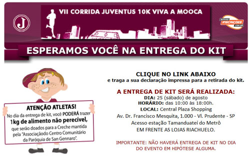 Entrega do Kit da Corrida