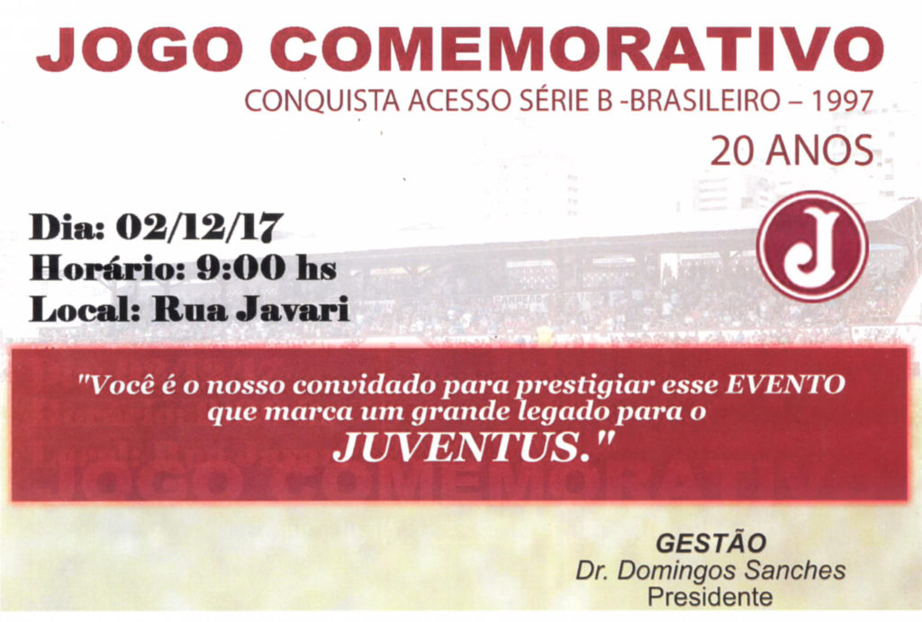Juventus promove Jogo Comemorativo dos 20 anos ao Acesso à Série B