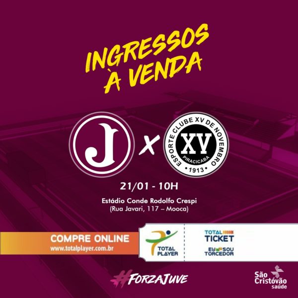 Torcedor já pode adquirir ingresso para Juventus e XV de Piracicaba