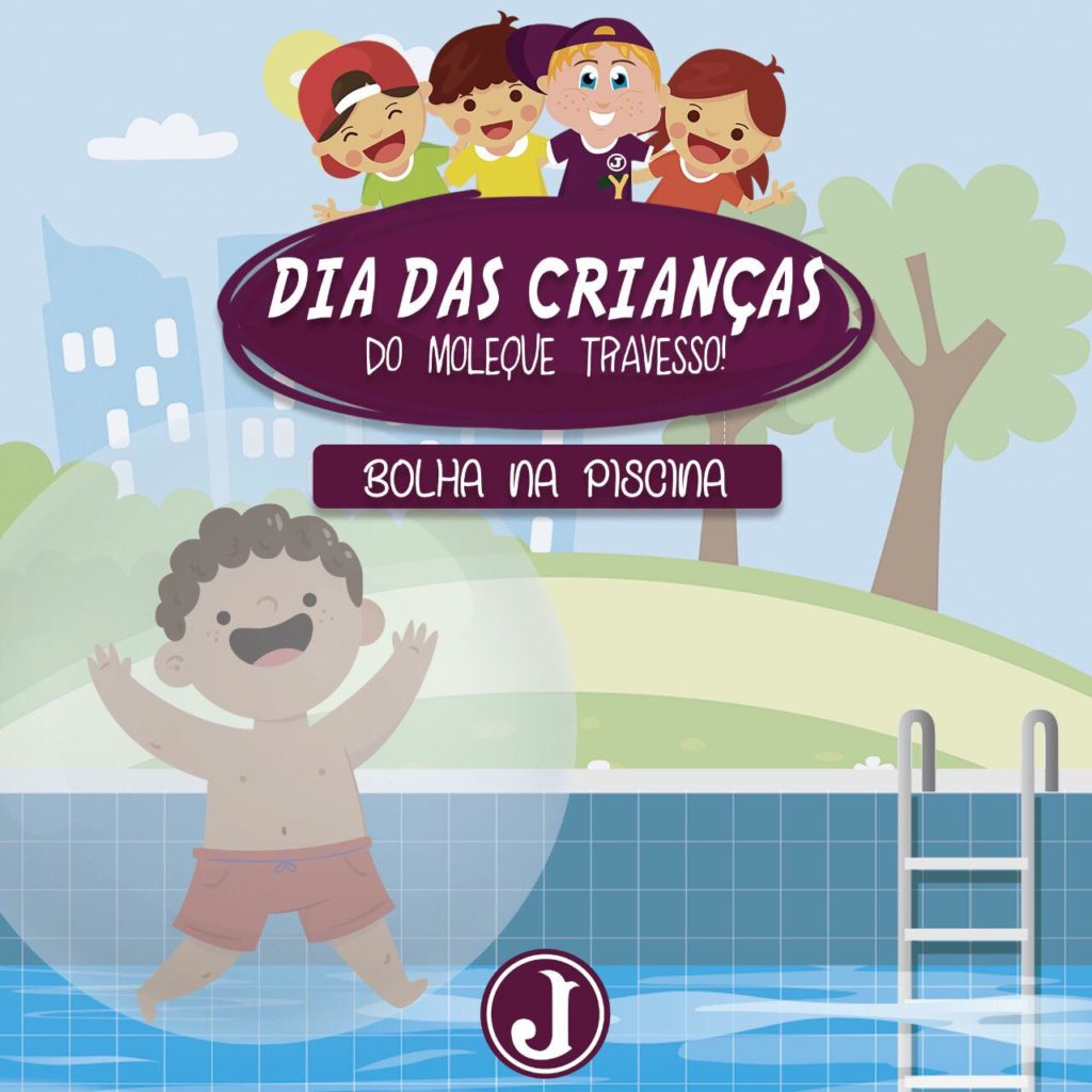 Dia das Crianças com bolha na piscina
