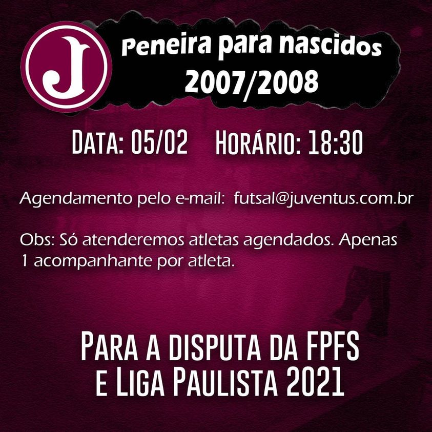 Juventus promove Peneira para a Categoria Sub 14