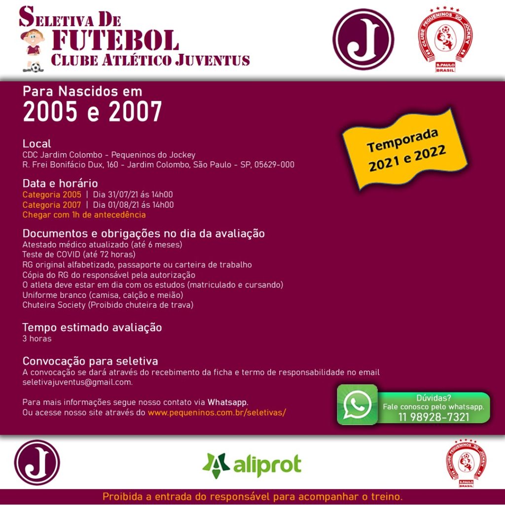 Seletiva de Futebol – Atletas 2005 e 2007