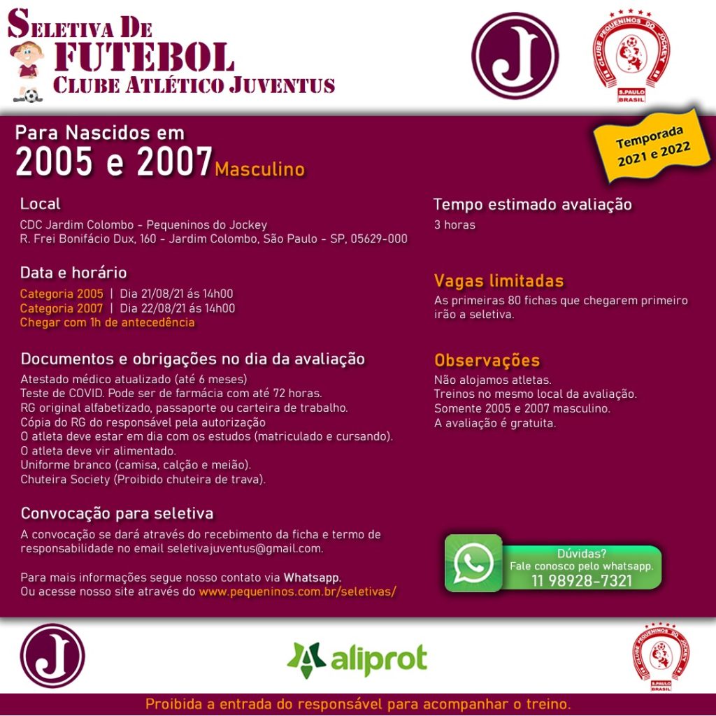 Seletiva de Futebol de Campo para 2005 e 2007 – Masculino