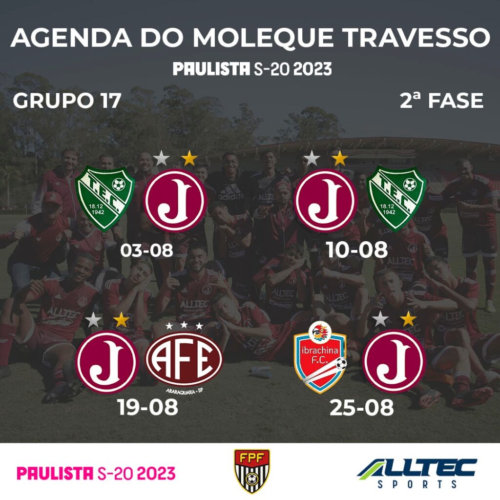Agenda do Paulista Sub 20 no mês de Agosto de 2023