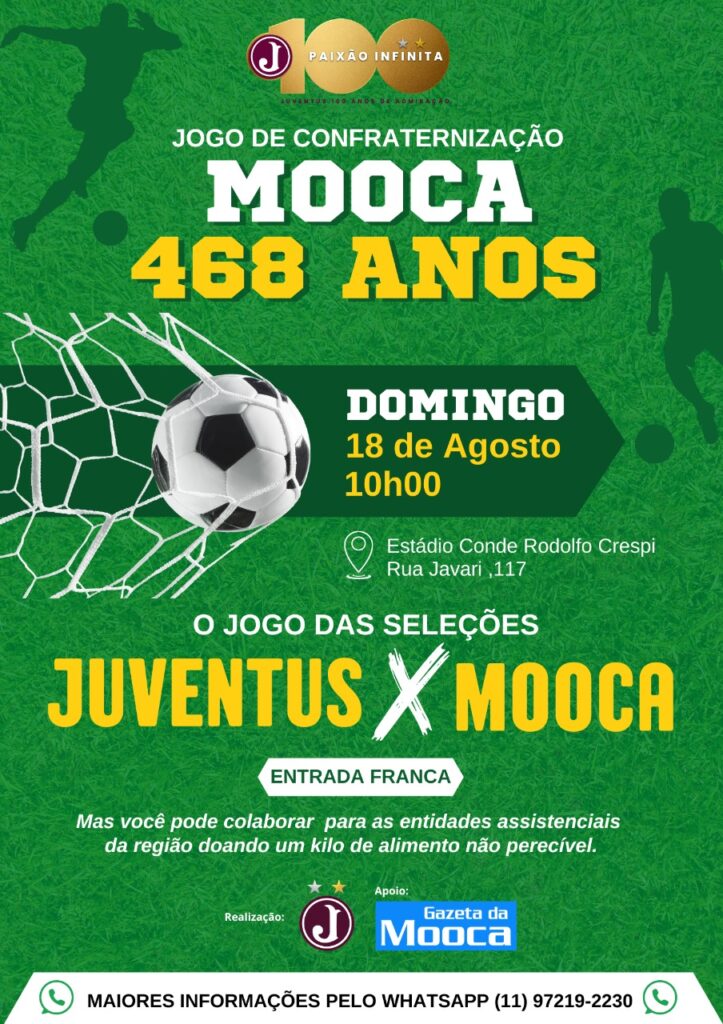 Juventus e Gazeta da Mooca promovem Jogo Comemorativo aos 468 Anos da Mooca