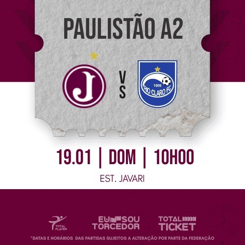 Ingressos Paulista A2 2025 – 2ª Rodada- Juventus X Rio Claro