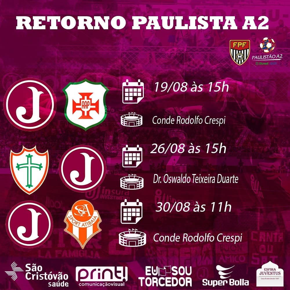 Clube Atlético JuventusFPF divulga Tabela do Paulista da Série A2