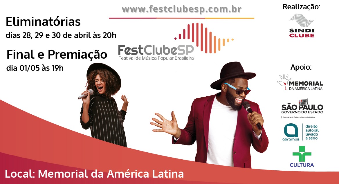 Sindi Clube libera ingressos das apresentações gratuitas do 1º FestClubeSP – Festival de Música Popular Brasileira dos Clubes de SP