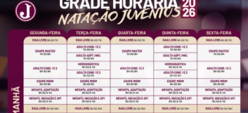 NATAÇÃO DO JUVENTUS DIVULGA GRADE HORÁRIA DE AULAS PARA 2026